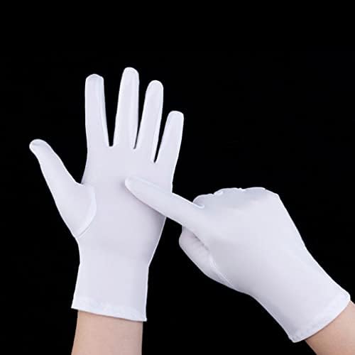 Teensery 2 Чифта Бели Ръкавици От Ликра, Растягивающиеся Ръкавици За Разглеждане на Бижута за Жени И Мъже
