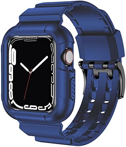технология iiteeology, Съвместима с корпус Apple Watch Band 45 мм 44 мм 42 мм, Здрав Защитен калъф iWatch със спортните джапанки за Apple Watch SE Series 8/7/6/5/4/3/2/1, синьо