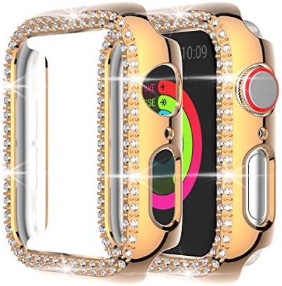 Защитен калъф е Съвместим с iWatch Apple Watch SE Series 6 5 4 40 мм, Двухрядная защитно покритие с блестящи кристали и диаманти, рамка броня с покритие от КОМПЮТЪР (двойно диаманте