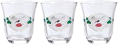 Toyo Sasaki Glass B-00311-J403 Японски чашка за саке, Чашка за саке с шарени Журавля и Костенурки, на около 3,3 течни унции (85 мл), Комплект от 3