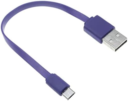 Къс USB кабел, microUSB Лилаво Кабел на Зарядно устройство Тел власт Плосък Съвместим с Motorola Droid Maxx 2 - Droid Turbo - Droid Turbo 2 - Droid Ultra - G4 Plus