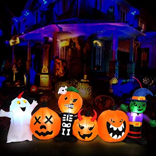 Надуваеми играчки за Хелоуин с Дължина 8 метра, Улични украси с вграден led, Призрак, виртуален скелет, Вещици и Тиква,