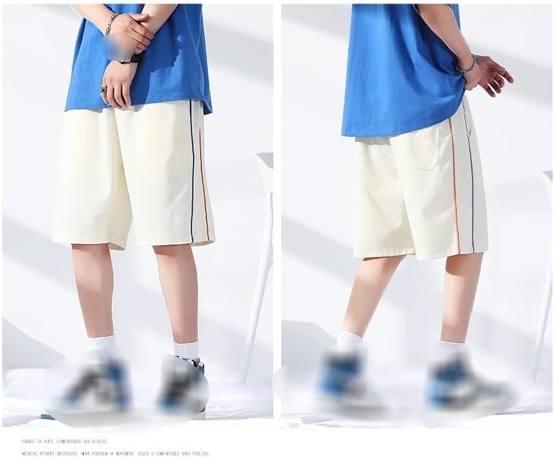 HOUKAI Летни Младежки Свободни Широки Панталони Тийнейджърката Директен Връхни Дрехи Бели Спортни шорти (Цвят: одноцветный, Размер: Голям)