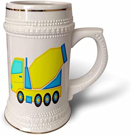 Триизмерна жълто-синя илюстрация цементовоза - 22-унционная стъклена чаша (stn_356981_1)