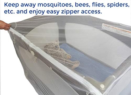 Mosquito net за детски едно пътуване легло с цип, премия за качество от Tedderfield, за детски манежей Pack 'n Play, детски колички, Лесен за достъп цип за детето, на основата на съвсе