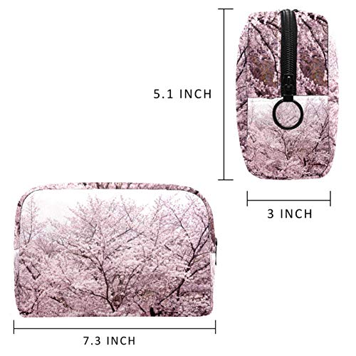 Cherry Blossom Trees Козметична Чанта с Голям Капацитет за многократна употреба Калъф За Грим, пътуване портфейл За Момичета, Жени 18,5x7,5x13 см/7,3x3x5,1 инча