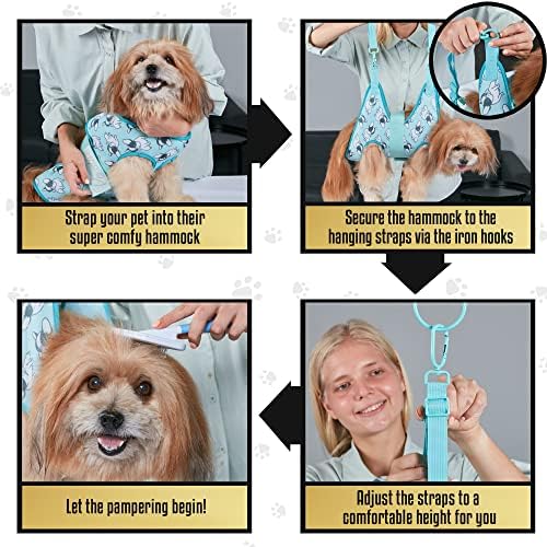 Универсален хамак за грижа за кучето – Тежкотоварни титуляр за кучета за рязане на ноктите, миене, грижи за коса – Регулируема по височина шлейка за грижа за кучет?