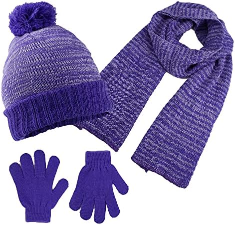 Комплект шапка, шал и ръкавици за момичета Swak-Детски Зимни аксесоари за студено време-Детски комплект шапки за еднократна употреба от 3 предмети-Шалове и ръкавици з