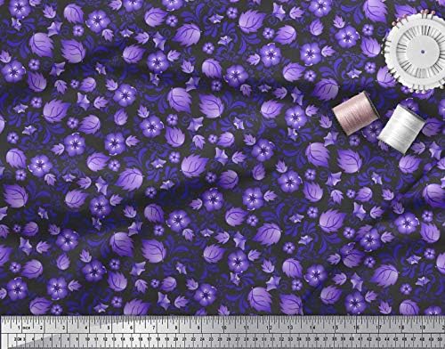 Памучен Трикотажная Плат Soimoi на точки, с листа и Цветя Художествен принтом Ширина 58 см