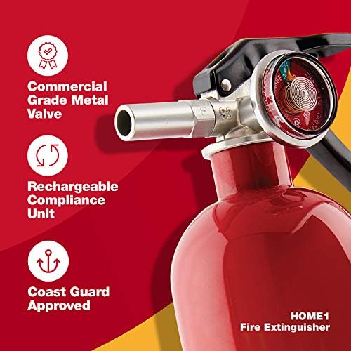 Комбинирана Аларма за угарном газ и пушек FIRST ALERT SCO5CN, захранван с батерии, Комплект от 2 стандартни домашни пожарогасители Home1