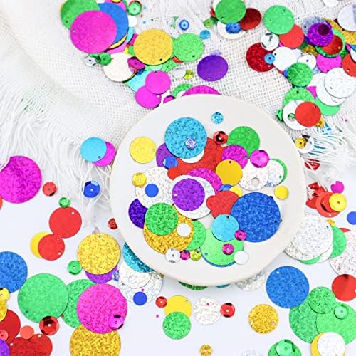 Разноцветни Кръгли Обемни Пайетки и Пайети LEEFONE Mix за Празнични Апликации, художествени Занаяти и бижута Направи си сам (Различни размери)