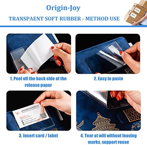 Origin-Joy 25 БР. Джобове за самозалепващи етикети, Прозрачни Пластмасови държачи за карти Peel & Stick с отворен покрив за изтегляне (7 x 5 инча)