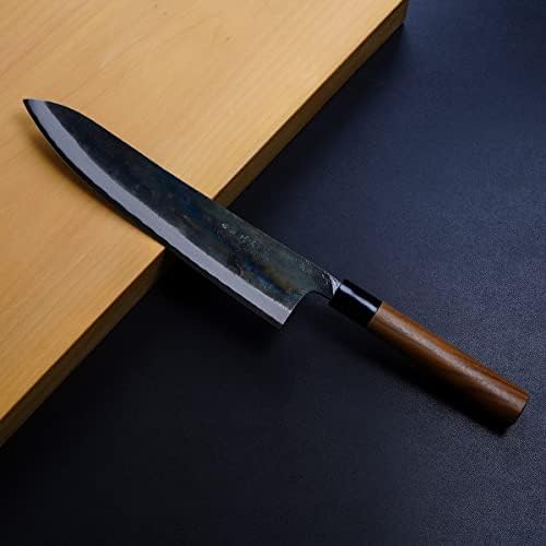 Поварской нож HONMAMON KIYOKANE 240 мм, Aogami Super Стомана, японски Гьюто с Двойно Скосом Kurouchi