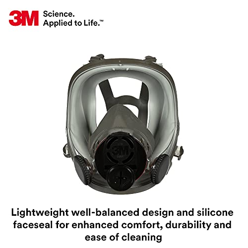 За многократна употреба 3M Респиратор Full Facepiece 6900DIN, за Защита на дихателните органи, по-Големи лещи, Лек, Силиконова маска за лице, Клапан студен поток, Лесен за почис