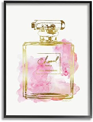 Флакон за парфюм Stupell Industries Glam Златисто-Розово В Насипно състояние рамка от Giclee с Текстурированным Модел, С гордост произведени в САЩ