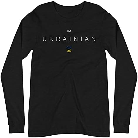 Banisiworld Аз украински Зеленский Украйна - Малък Жълто-Синя Тениска Унисекс с Тризъбец и Дълъг ръкав