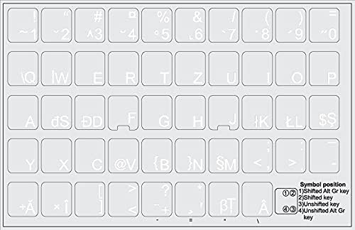 Румънски Надписи на клавиатурата с Бял Надпис ВЪРХУ Прозрачен фон за настолни компютри, лаптопи и Тетрадки книги