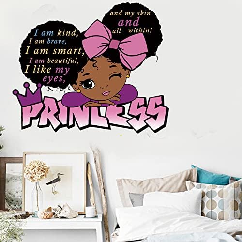 Стикери за стена за Спалнята на Момичетата, Черна Момиче е Магически Стикер на Стената с Вдъхновяващ Цитат, Розово Декор Афроамериканская Стикер на Стената за Детс