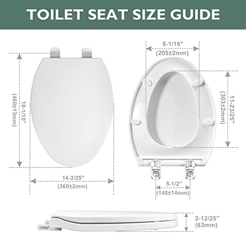 Удължавам седалка за тоалетна с панти за по-бавно затваряне, Четири Броня Никога Не са отслабени и лесно да се прибира, Два комплекта детайли, Пластмаса, Бял