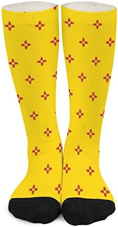 Чорапи WEEDKEYCAT с Флага Ню Мексико за екипажа, Нестандартен, Забавен Графичен Принт, Ежедневни Чорапи със Средна Дебелина, за Пролетта, Есента и Зимата