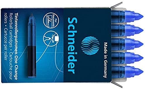 Касети за Schneider One Change Rollerball, 0.6 mm, Синьо мастило, Кутия с 5 сменяеми касети (185403)