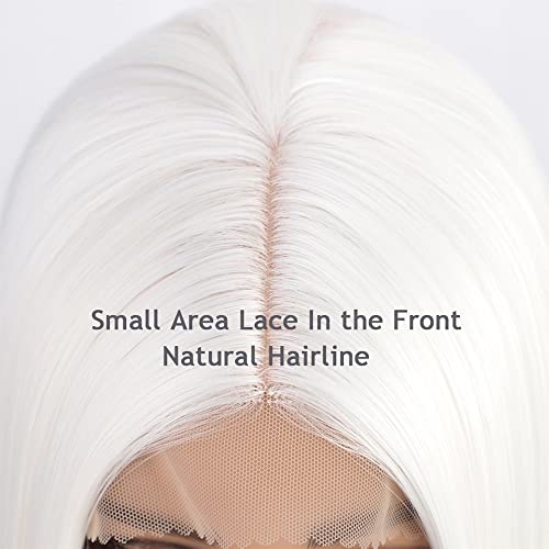 ASDFGH Дълги прави бели перуки за жени, синтетични перуки от средната част на коса за ежедневна употреба