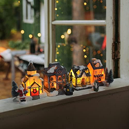 Комплект Коледни Селски къщи с Осветление за Дома