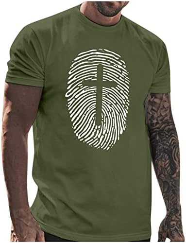 HDDK Летни мъжки солдатские тениски с къс ръкав, тениска с принтом на пръстови отпечатъци Вярата на Исус, тениска с принтом Кръст, Спортна тениска за Бягане