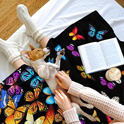Одеяло с пеперуда, Красиво Одеало С Пеперуда, Ултра Меко Фланелевое Одеало с Разноцветни Пеперуди, Подаръци