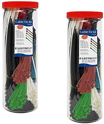 Комплект мрежести кабелни основи Electriduct - 650 основи на ципове - Многоцветни (синьо, Червено, Зелено, жълто, фуксия, Оранжево, Сиво, лилаво) - с Различна дължина 4, 6, 8, 11