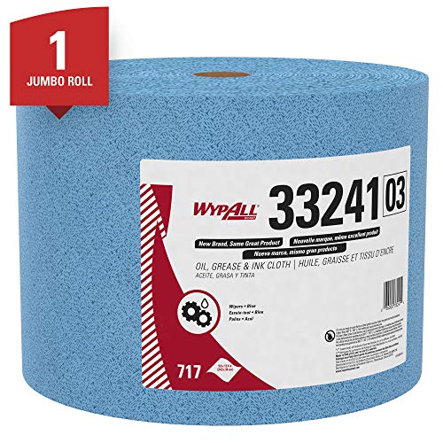 Кърпи WypAll Power Clean за масло, грес и мастило (33241), за Еднократна употреба, Без кърпичка, Сини, 717 Листа в ролка, 1 Ролка в калъф