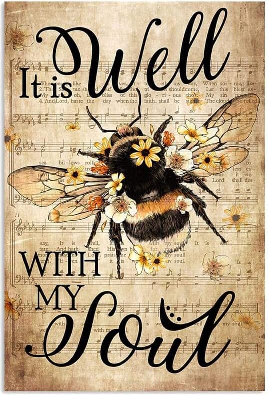 Пчела на Слънчогледа Бележки Метална Лидице Знак Ретро Е Добре С Моята Душа Плакат Реколта Метални Табели Стенен