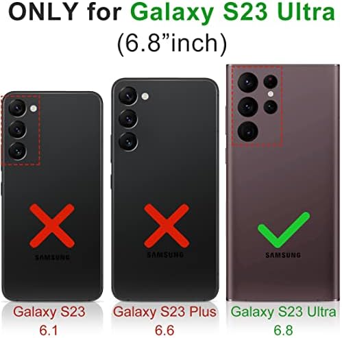 Чанта-портфейл KEZiHOME за Samsung Galaxy S23 Ultra, калъф от естествена кожа Galaxy S23 Ultra, RFID Блокиране на Държач за карти, Магнитна Поставка, устойчив на удари калъф от TPU, Съвместим ?
