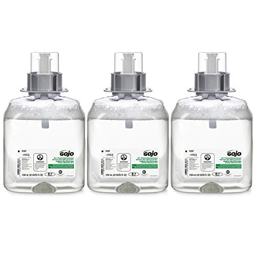 Пенка за измиване на ръцете Gojo E1, без ароматизатори, 1250 ml, дозиране система за измиване на ръцете FMX-12, притискателния, за сапун за ръце (опаковка от 3 броя) - 5167-03