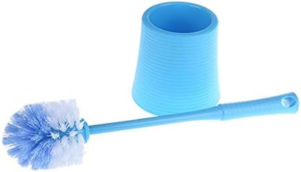 Пластмасов държач за тоалетна четка LSXLSD - Компактна четка и титуляр - Комплект силиконови четки за почистване на тоалетни с мека четка (Цвят: синьо)