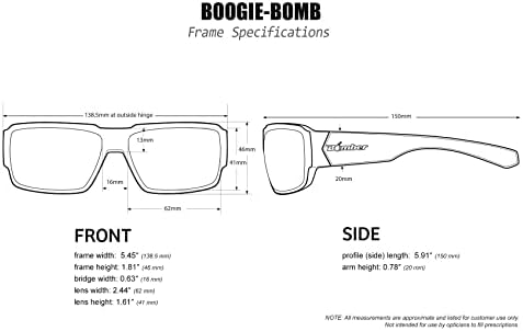 Прозрачни Защитни очила БОМБАРДИРОВАЧ за мъже, Матово черен рамки с Прозрачни защитни лещи от поликарбонат, Предпазни очила BG101, Съвместими с z87, Стил инсталация за