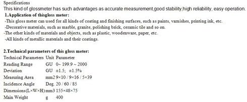 Gowe Glossmeter М блясък с няколко ъгъла за измерване на Обхват на четене: GU 0 ~ 199,9 ~ 2000, Отклонение: ГУ ¡À1,5; ¡À1,5%, Размер на измерване: 9-10/9-16/5-39 Мм2, на ъгъла на падане: 20 / 60 / 85 Г?