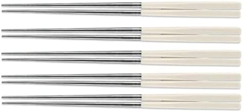 Комплект от пръчки за хранене J-kitchens от 5 Пръчици за хранене, 9,4 инча (24 см), Кухи Пръчки, Бели, Произведено в Япония