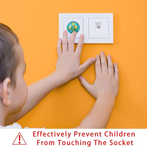 24 Опаковки, Защитни електрически Капачки за защита от деца, Защитно покритие за контакти за защита от деца, Синьо и Златно Цвете Модел