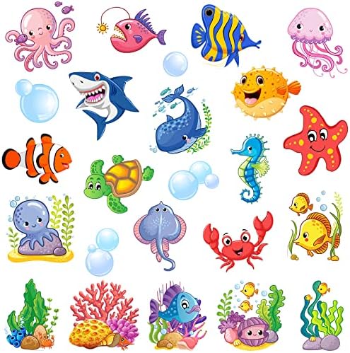 72 Бр. Деколтета във формата на Морски живот, Деколтета във формата на Океански Риби, Цветни Подводни Украса, Деколтета във формата на морски животни и Риби, с 80 Точки