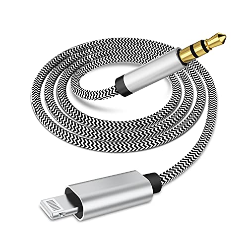 [Сертифициран от Apple Пфи] аудио кабел Lightning-3.5 мм AUX Stereo Audio, Найлонов адаптер за iPhone, Aux Cord за кола, Съвместим с iPhone 14/13/12/11 /XS / XR/ X / 8 / 7 за свързване на говорител / за домаш?