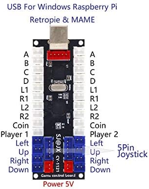 SJ @JX Аркадна Такса USB-Энкодера за 2 играчи с нула Закъснение на Игрален контролер САМ Kit 20x Кабел за бутоните 2x Кабел Джойстик за Retro Pie PC MAME Малина Pi