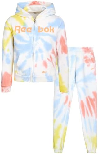 Комплект за бягане за момичета Reebok - Hoody с качулка от 2 теми и спортни панталони, спортни дрехи (Размер: 4-12)