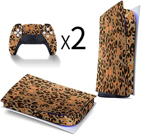 Стикер с леопардовым модел за PS5 Digital Edition, Стикери за конзолата PS5 и контролер, Устойчиви на надраскване