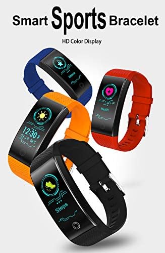 Смарт часовници с температура на Тялото, Гривна с напомняне за SMS-разговор, Водоустойчив фитнес Тракер, Умни Женски Мъжки часовник за Samsung Xiaomi Huawei iPhone (Оранжев)