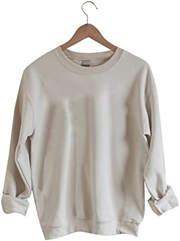 Дамски пуловери с дълги ръкави, потници, сладки свитшоты с кръгло деколте, свободни свитшоты голям размер, елегантен модерен ежедневни блузи Soild