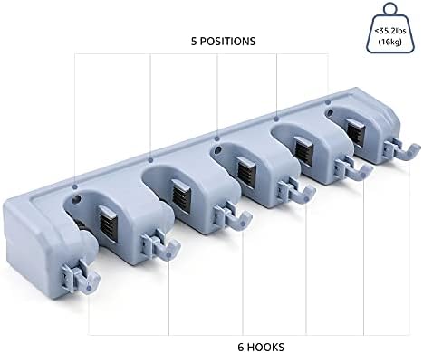 Държач за Метли Basics Монтиране на стена и Органайзер за Градински инструменти, 6 Куки