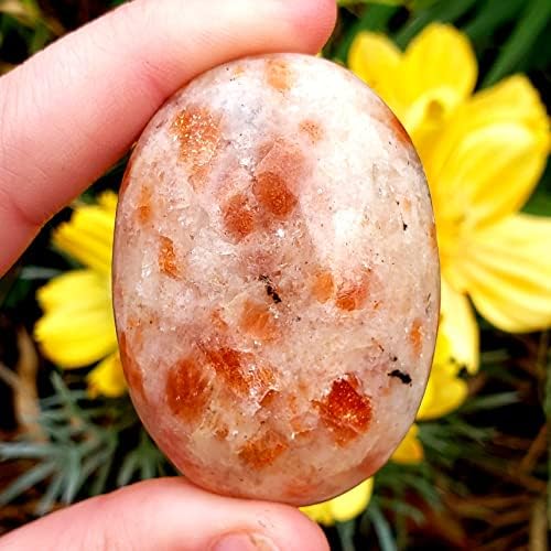 Слънчев камък - сапунен камък - полиран естествен кристал, метафизичен изцеление скъпоценен камък - 1бр