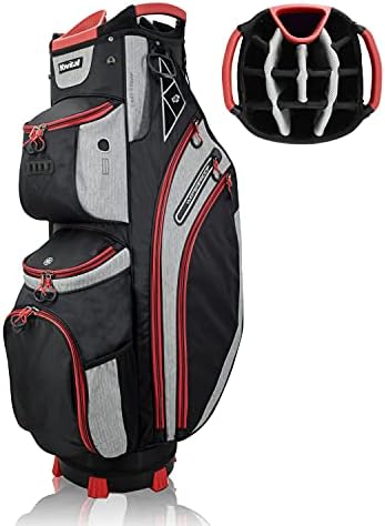 Чанта за колички за голф Yovital 14 Way за налагане на Чанти Стилен дизайн по цялата дължина с охладител, Дождевиком, Кладенец за стика