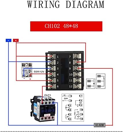 UNCASO Двоен изход SSR и реле CH102 CH402 CH702 CH902 Два релейни изхода LCD цифров PID интелигентен температурен регулатор 48-240 vac (Цвят: CH502)